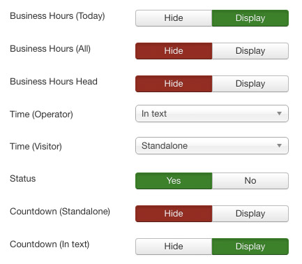 Screenshot: Anzeigeeinstellungen | Power Support & Business Hours – Joomla! Modul